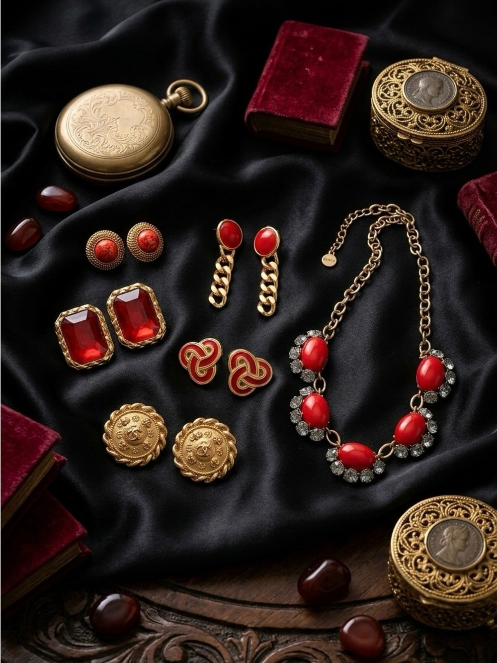 With Love Red & Gold Vintage Curated Jewelry Bundle